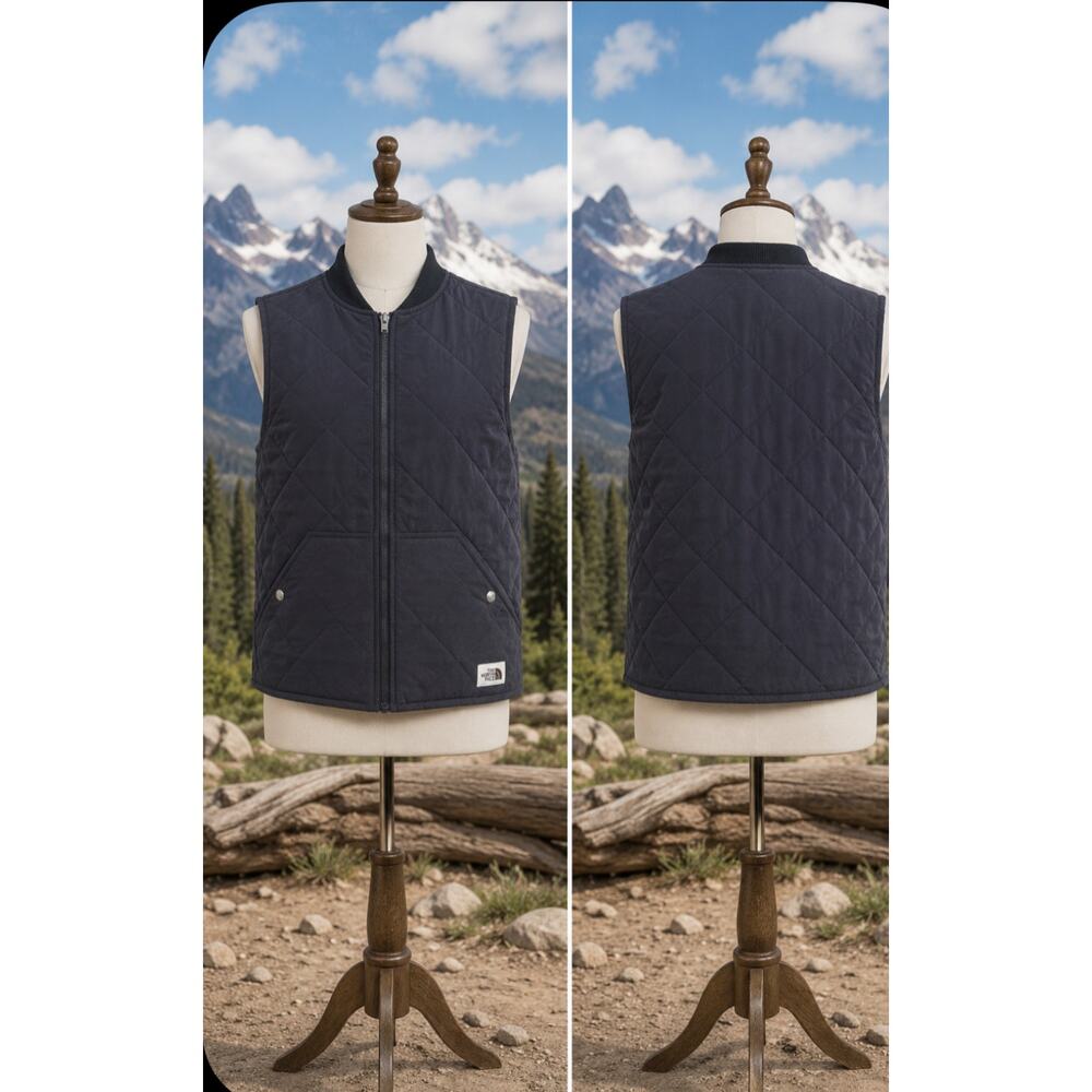 The North Face Reversible Sherpa Fleece Vest Cream Navy Women’s Small